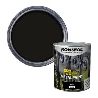 Ronseal Direct to Metal Paint Black Gloss Tin & Swatch