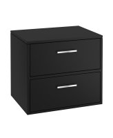 FINLAND 60CM TWO DRAWER WALL HUNG MATT BLACK COUNTERTOP VANITY UNIT - BRUSHED CHROME HANDLE