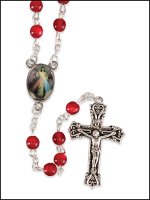 Loose Acrylic Rosary/Red/Divine Mercy  (L/62902)