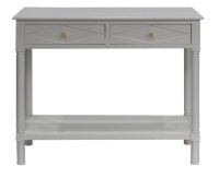 Neutral White 2 Drawer 1 Shelf Console Table 90x33x75cm