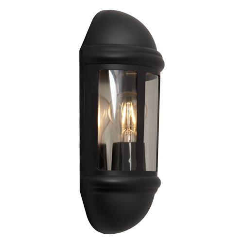 Ansell Latina E27 Half Lantern PIR Black
