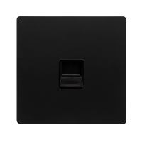 SINGLE TELEPHONE MASTER OUTLET - MATT BLACK COVER PLATE - BLACK INSERT