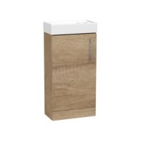 Tucker French Dorking 400mm Floor Standing Single Door Cloakroom Basin Unit Nebraska Oak