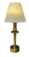 Rechargeable LED Table Lamp Antique Gold Metal with Linen Shade 40cmH