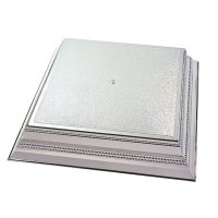 Square Plastic Cake Stand - Silver 355mm (14'').