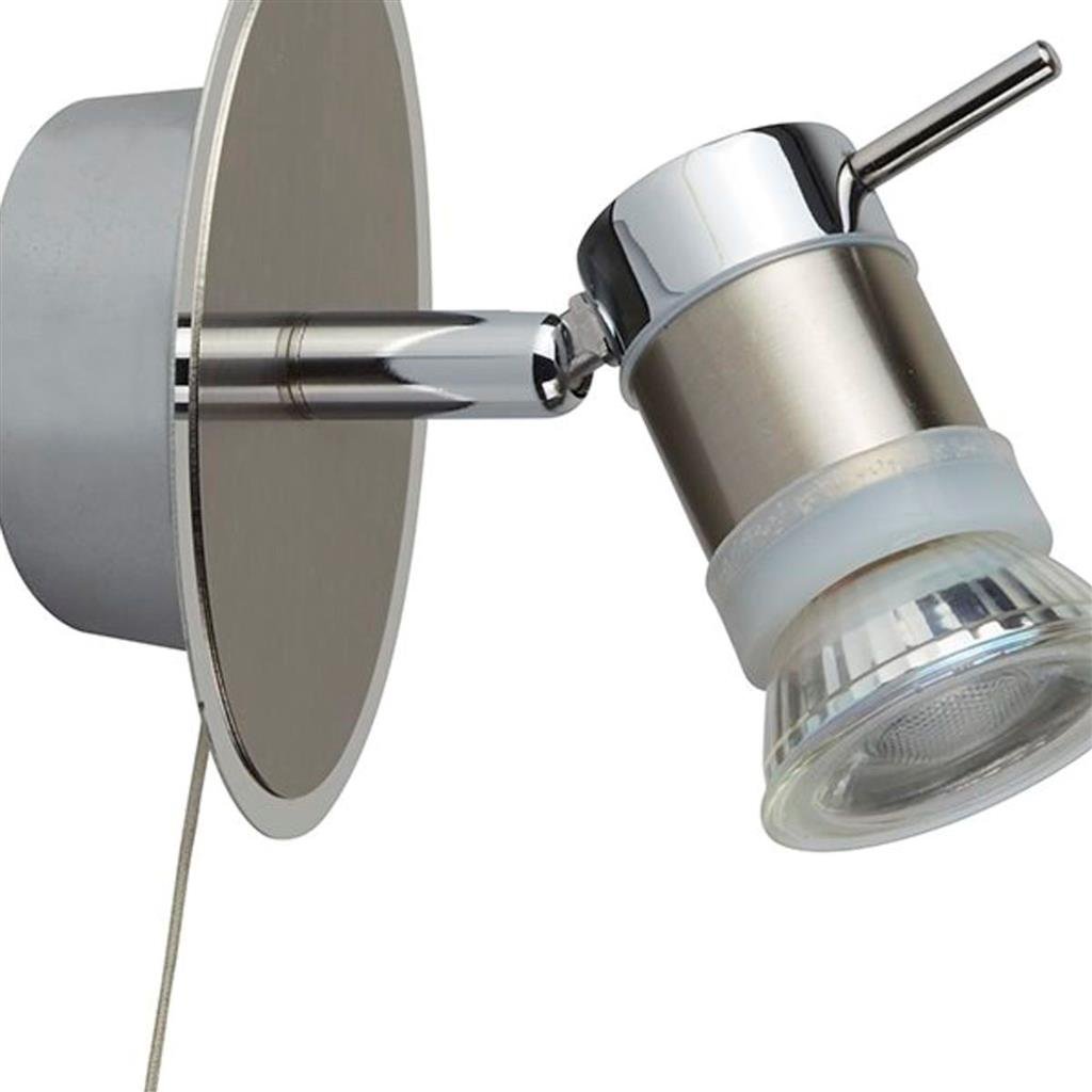 Searchlight Aries Spotlight Wall Light - Chrome & Satin Silver Metal