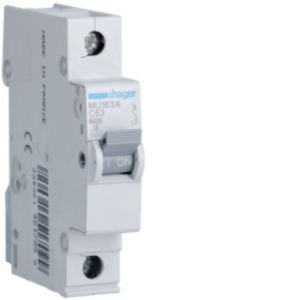 Hager 63A S/P C Curve 6kA MCB MU163A