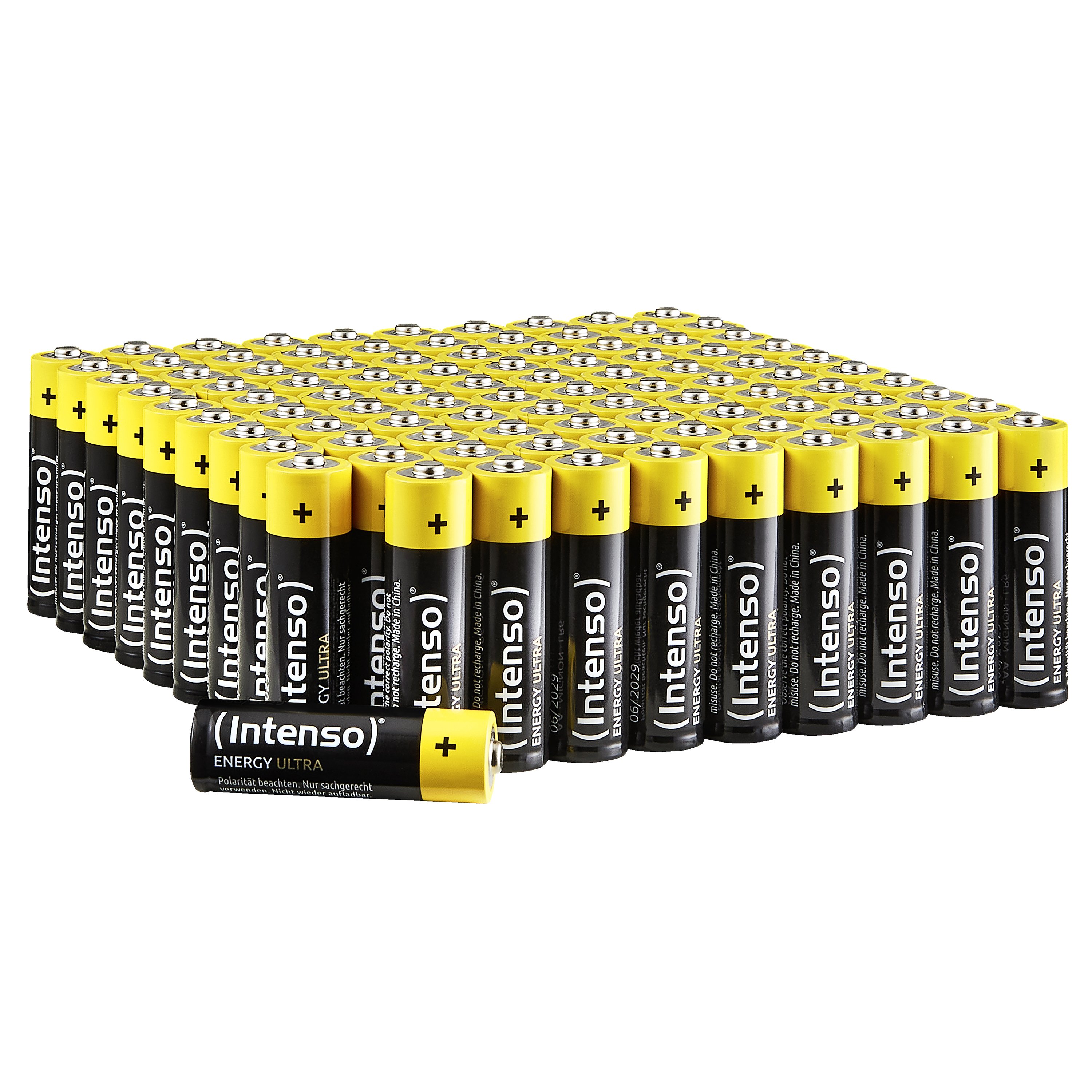 Intenso Energy Ultra AA battery showing mercury-free alkaline