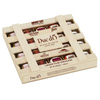 Duc d'O assorted liqueur filled chocolates in wooden crate 8x250g