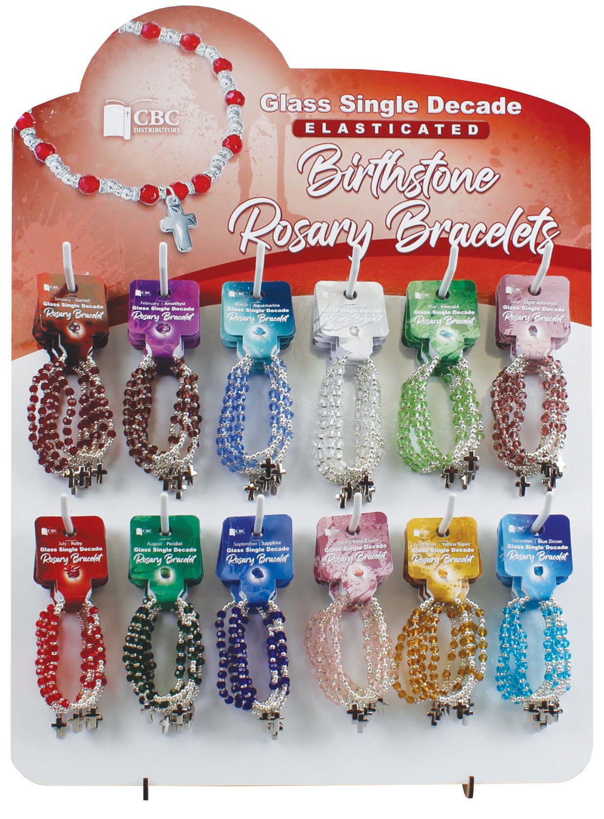 Glass Rosary Bracelet/Header Card/Display Stand  (63850)