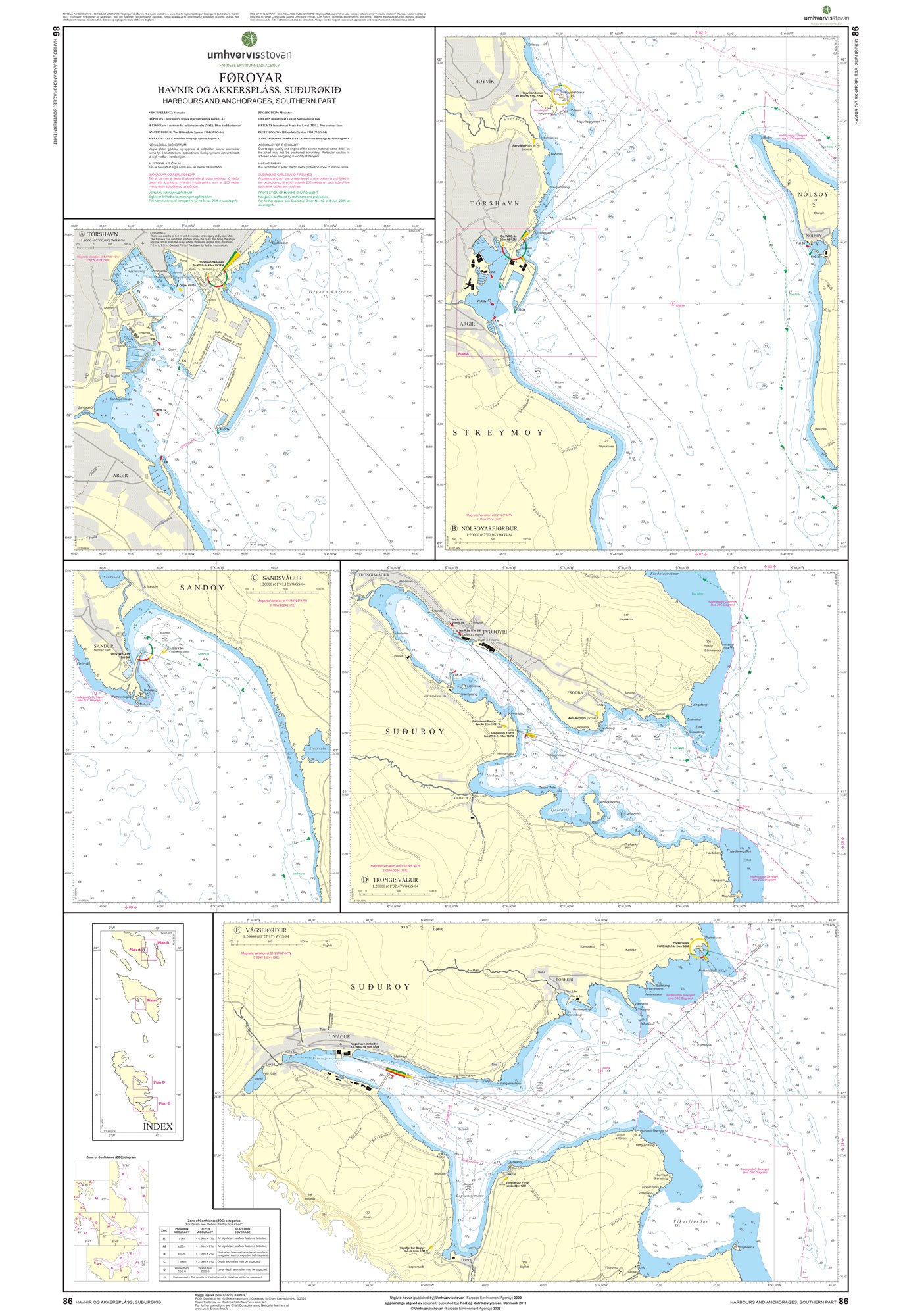 Faroe Islands Chart - 86 Harbours and Anchorages, Southern Part