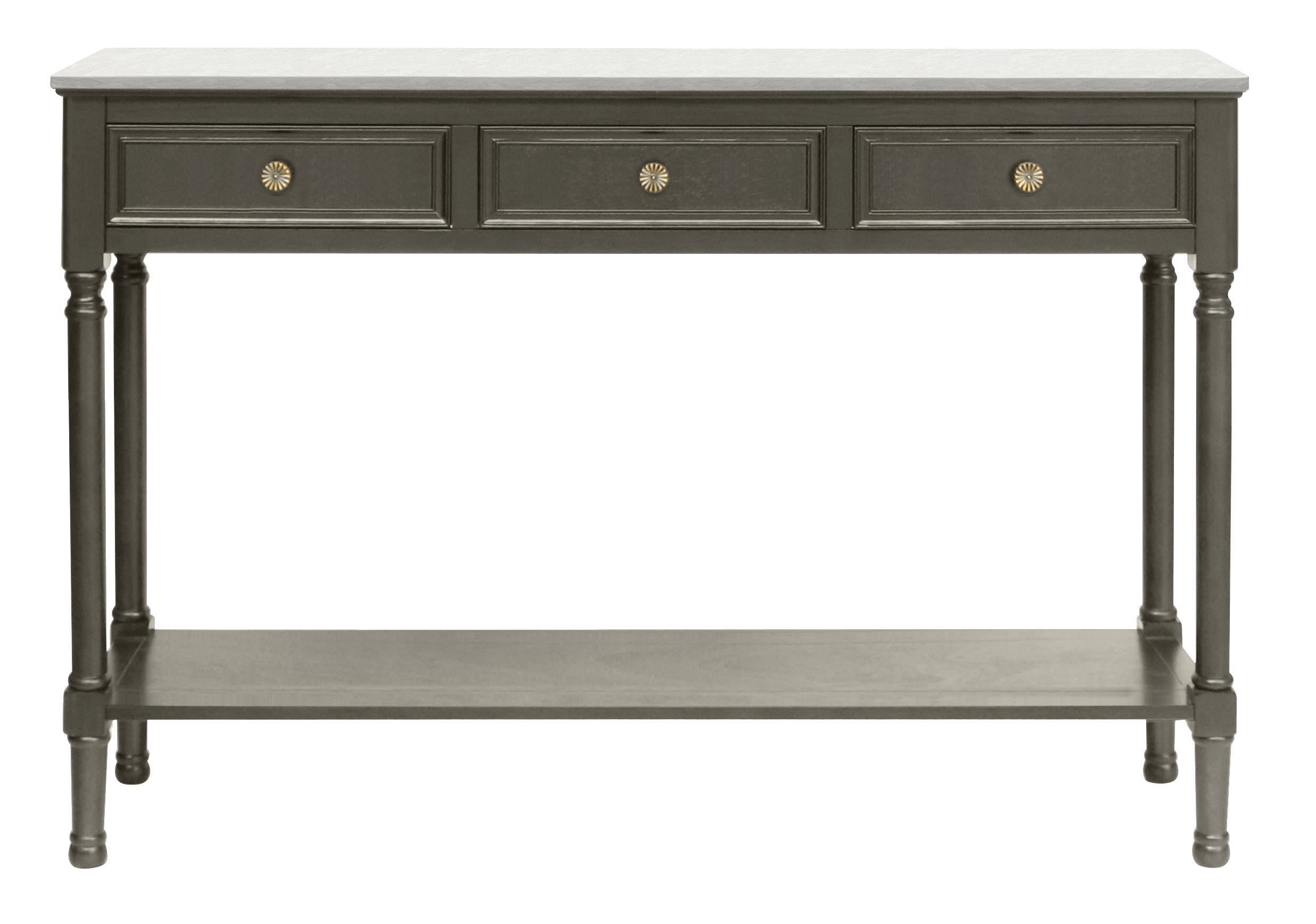 Olive Brown 3 Drawers 1 Shelf Console Table with Hermes Marble 120x33x75cm