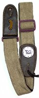 TGI Woven Beige Denim Purple Buckle Guitar Strap