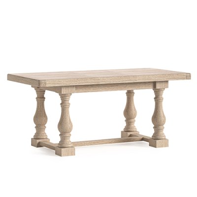 Mandel White Wash Small Extending Trestle Dining Table