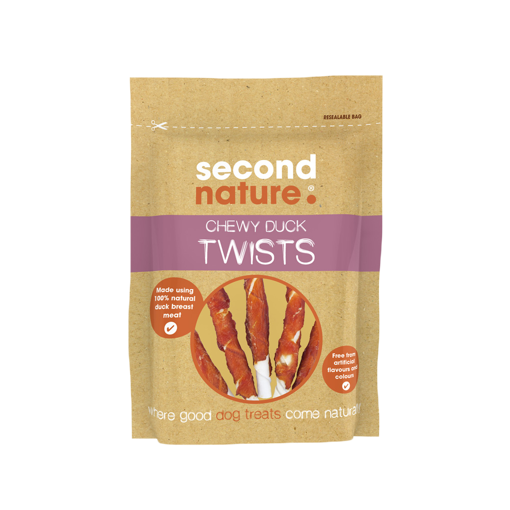 Second Nature Dog Treats Chewy Duck Twists 14x80g