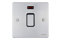 Schneider Ultimate Low Profile 20Amp Double Pole switch with neon Brushed Chrome with Black Insert | LV0701.0032