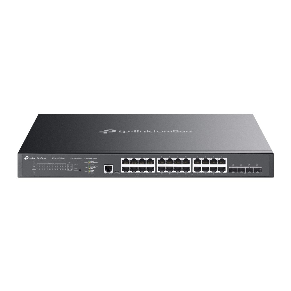 Omada SG3428XPP‑M2 24× 2.5G RJ45 ports and 4×10G SFP+ uplinks