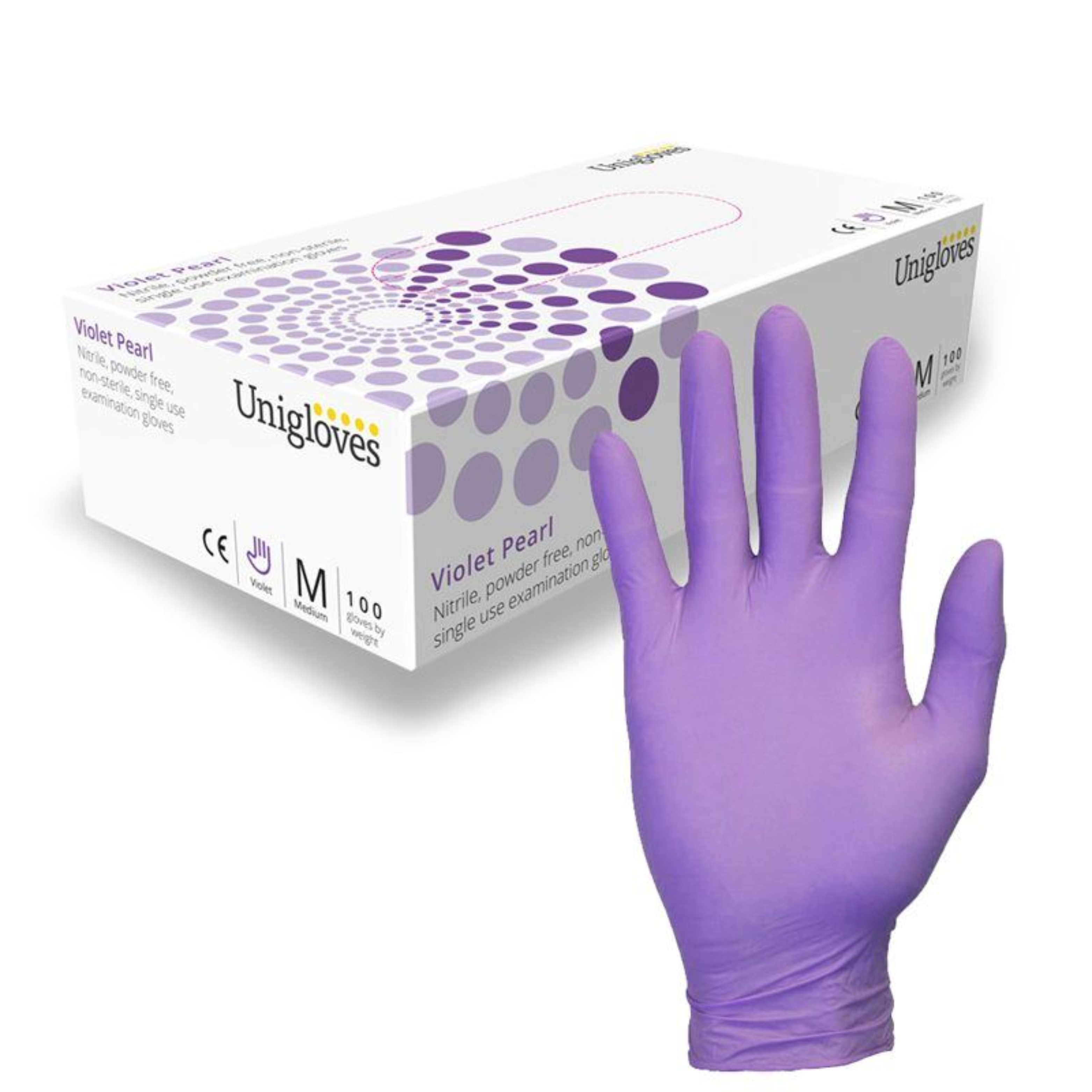 Uniglove Powder Free Nitrile Gloves, Violet, 1000/Case