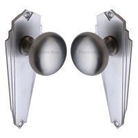 BR1810-SC - Heritage Brass Mortice Knob on Latch Plate Broadway Design Satin Chrome Finish