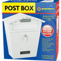 66100C LARGE STEEL POST BOX WHITE