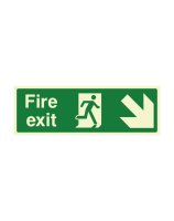 CHECK FIRE FIRE EXIT SIGN DOWN RIGHT DIRECTION 450 X 150MM