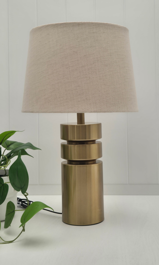 Toongabbie Touch Lamp Gold with Hessian Shade