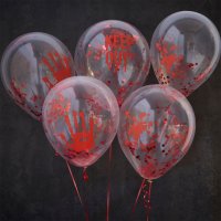 Halloween Bloody Confetti 12" Latex Balloons - Pack of 5