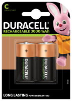 DURACELL RECHARGEABLE BATTERY SIZE C 3000mAh CARD 2
