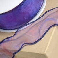 Organza 2 Tone Wired Ribbon Purple - 50mm x 25m