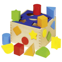 Wooden shape sorting game for toddlers