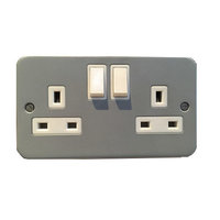 Metalclad Socket 13 amp 2 Gang Switched