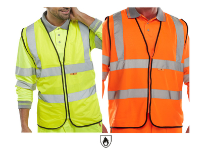 Hi-Visibility Flame Retardant Vest 2 Band 2 Brace Yellow or Orange