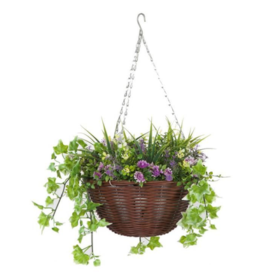 Faux D&eacute;cor Lilac Hanging Easy Basket - 30cm