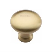 C113-32-SB - Heritage Brass Cabinet Knob Victorian Round Design 32mm Satin Brass Finish