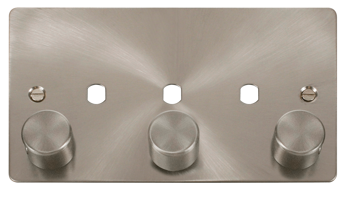 Click Define 3G Dimmer Plate C/w Knobs Brushed Steel FPBS153PL