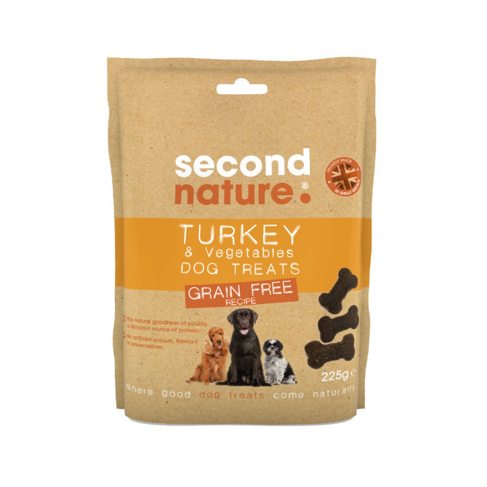 Second Nature GF01 Grain Free Turkey and Vegetable Dog Treats 7x225gm