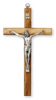 Olive Wood Crucifix 4 3/4 inch/Metal Corpus   (10653)