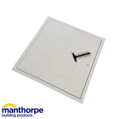 Manthorpe Drop Down White Galvanised Steel / Mineral Wool Fire Rated Loft Door MANGL270F