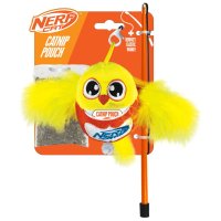 Nerf Cat Plush Bird with Bell and Wand 3.5in Yellow/Orange 1x2