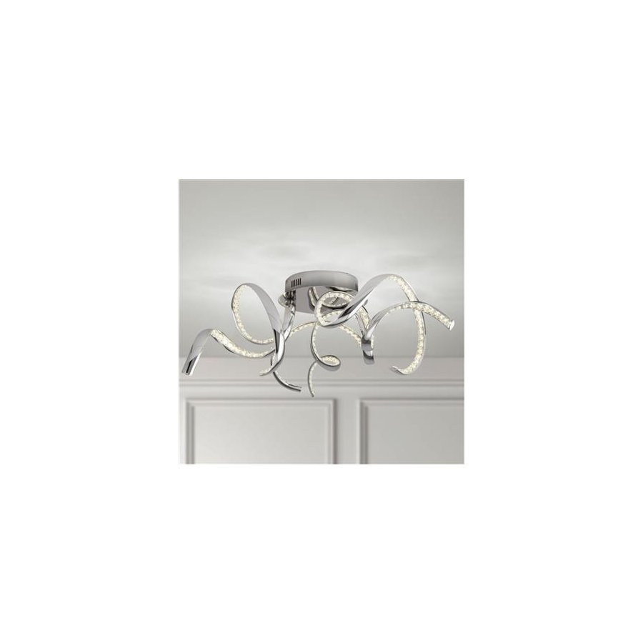Searchlight Twirls LED Flush- Chrome & Clear Crystal