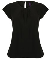 HENBURY LADIES PLEAT FRONT SHORT SLEEVE SHIRT