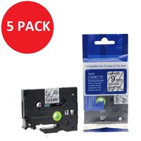 Compatible Brother TZE121 Black on clear 9mm x 8m Pack of 5