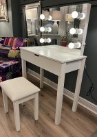 Hollywood Set Table Mirror Stool and Bulbs