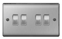 NEXUS BRUSHED STEEL 10A 4 GANG 2 WAY SWITCH