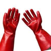 Red PVC Gauntlet, 35CM, Pair, 14 Inch
