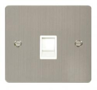 RJ11 OUTLET FLAT SCREWED STAINLESS STEEL WHI