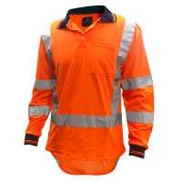 Hi-Vis D/N TTMC H-Back Polo Shirt, LS, Orange