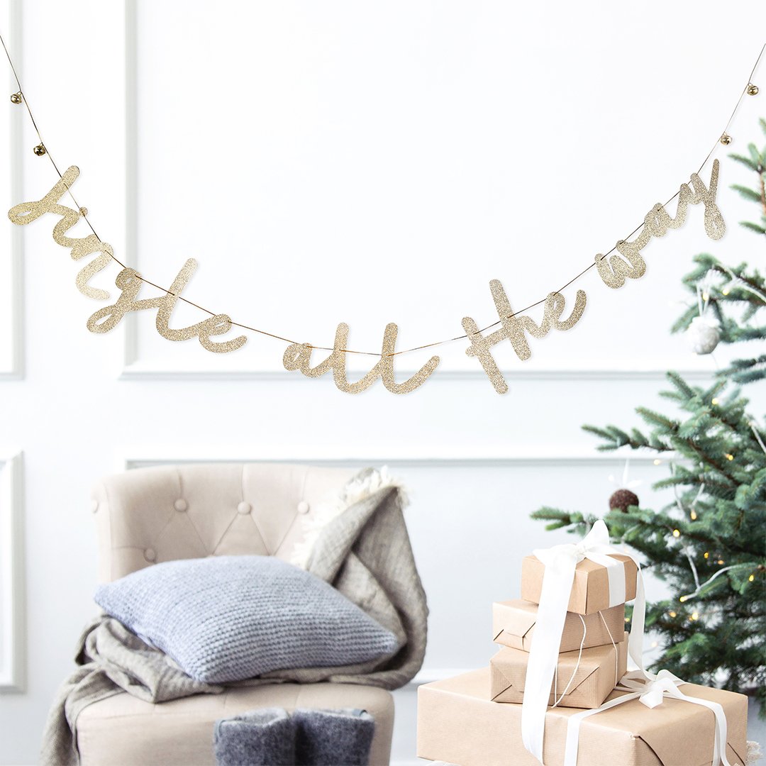 Gold 'Jingle All The Way' Bell Card Banner 2m