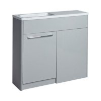 Tucker French Herts Compact 1000mm Back To Wall Floor Standing Slim Depth Basin Unit Left Handed Light Grey