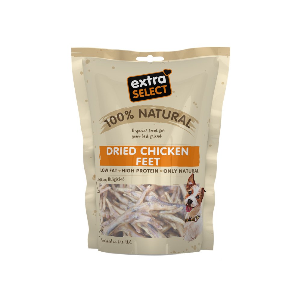 Extra Select Natural Dog Treats Dried Chicken Feet 7x100g